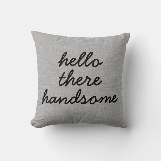Hej där stilig, rustisk chic, burlap linn precis kudde (Framsida)