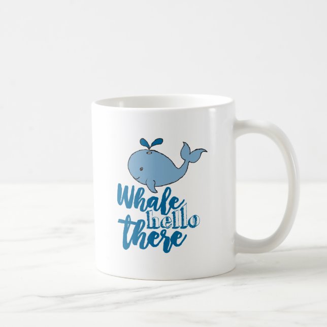 Hej där Valsälvete Tecknad Cute Baby Whale De Kaffemugg (Höger)