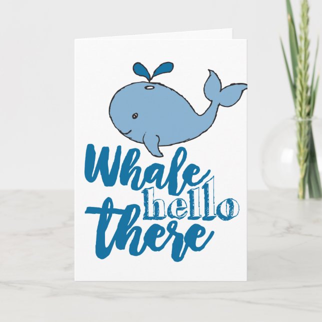 Hej där Valsälvete Tecknad Cute Baby Whale De Kort (Framsida)