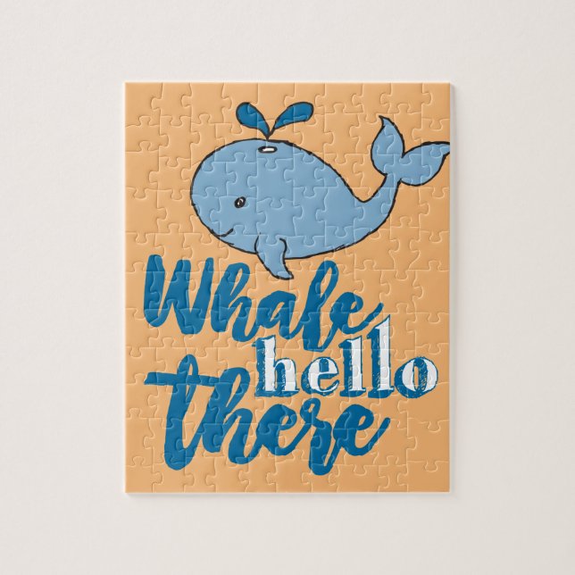 Hej där Valsälvete Tecknad Cute Baby Whale De Pussel (Vertikal)