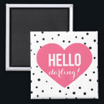 Hej Darling Heart | Polka dots Magnet<br><div class="desc">Roligt och magneter med mönster och rosa hjärta.</div>