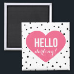 Hej Darling Heart | Polka dots Magnet<br><div class="desc">Roligt och magneter med mönster och rosa hjärta.</div>