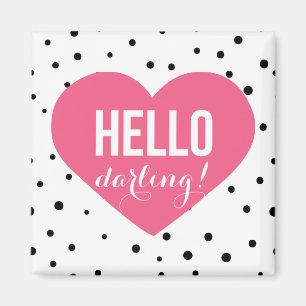 Hej Darling Heart   Polka dots Magnet