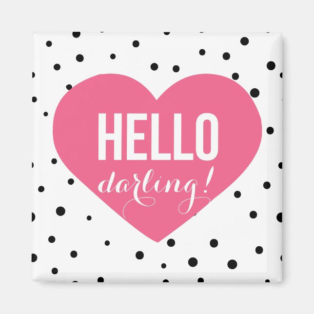 Hej Darling Heart | Polka dots Magnet (Framsidan)