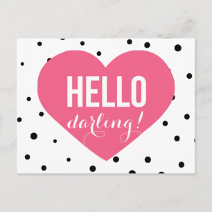 Hej Darling   Polka dots Hälsning vykort
