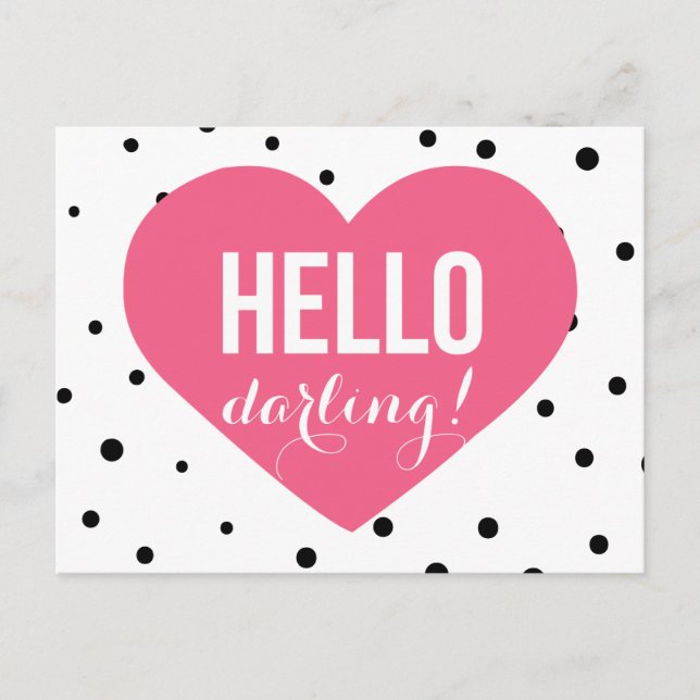 Hej Darling | Polka dots Hälsning vykort (Framsida)