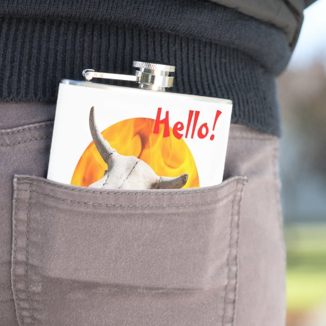 Hej! Demons skalle och brand Fickplunta (In Situ)