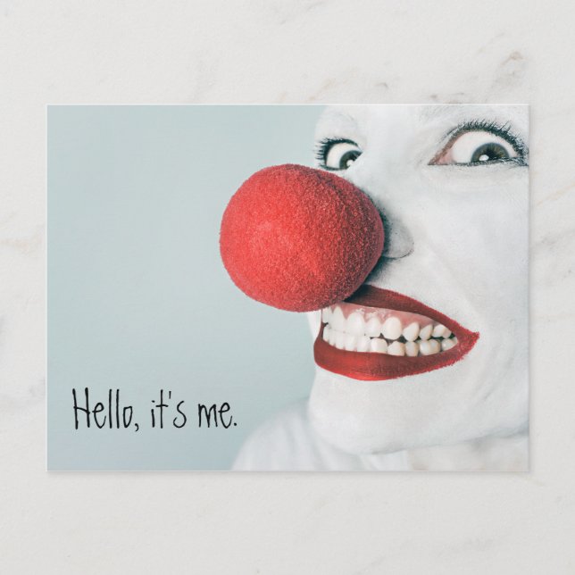 Hej, Det Är Jag Rolig Clown Ansikte Vykort (Framsida)
