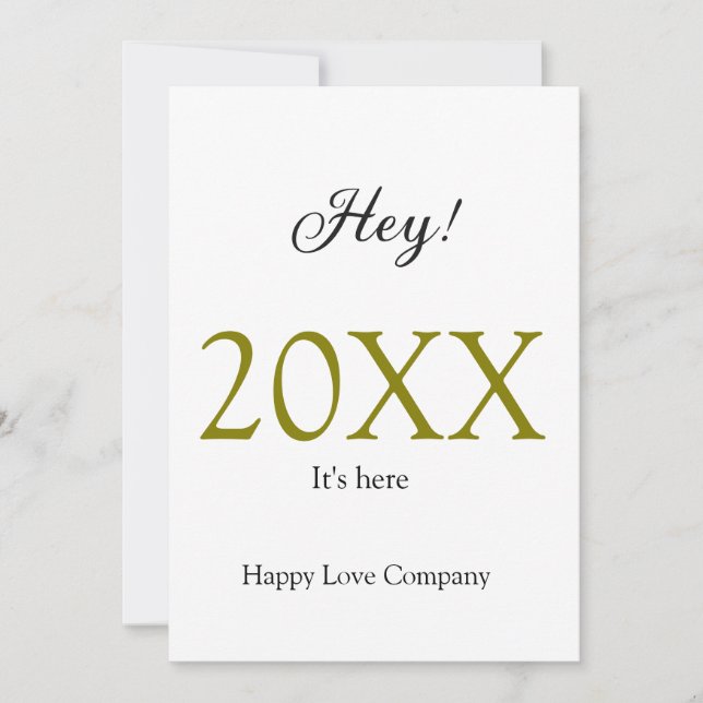 Hej, det är nytt år lägg till år guld svart enkelt julkort (Framsida)