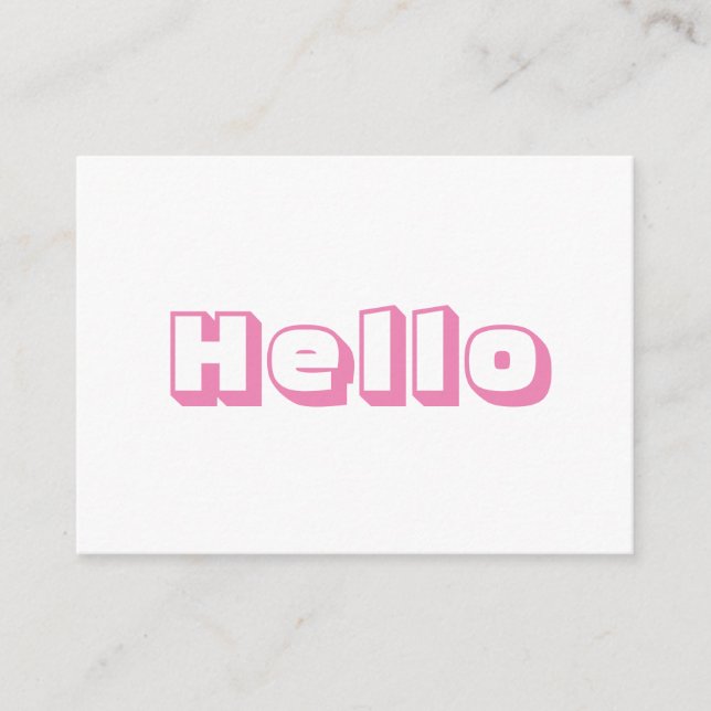 Hej, djärvt, modernt, rosa, vitt kort (Framsida)