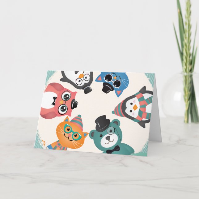 Hej! Djurvänliga cirkel - hälsningskort Kort (Framsida)