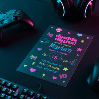 Hej Double Digits Gaming 10-årsdag Inbjudningar