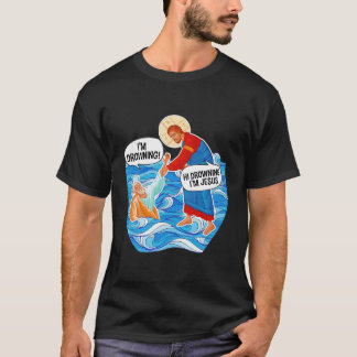 Hej Drowning jag är Jesus Funny Tees Pullover Hood T Shirt