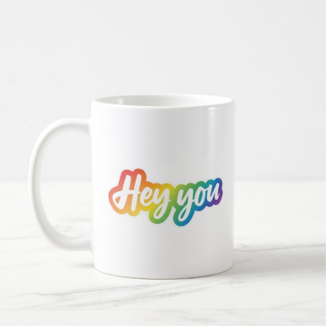Hej Du Färgglad Gradient Typografi design Kaffemugg (Vänster)
