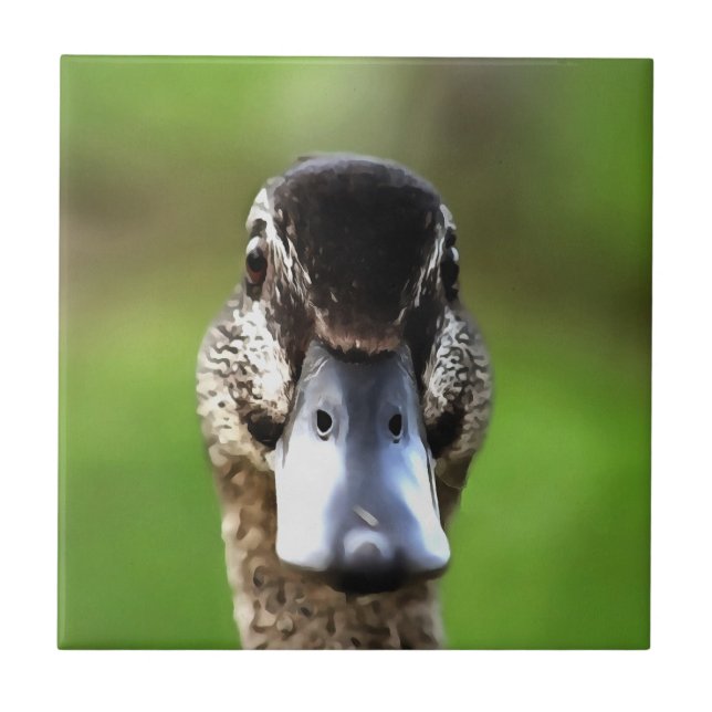 Hej Ducky Quirky Anka Porträtt Kakelplatta (Framsidan)