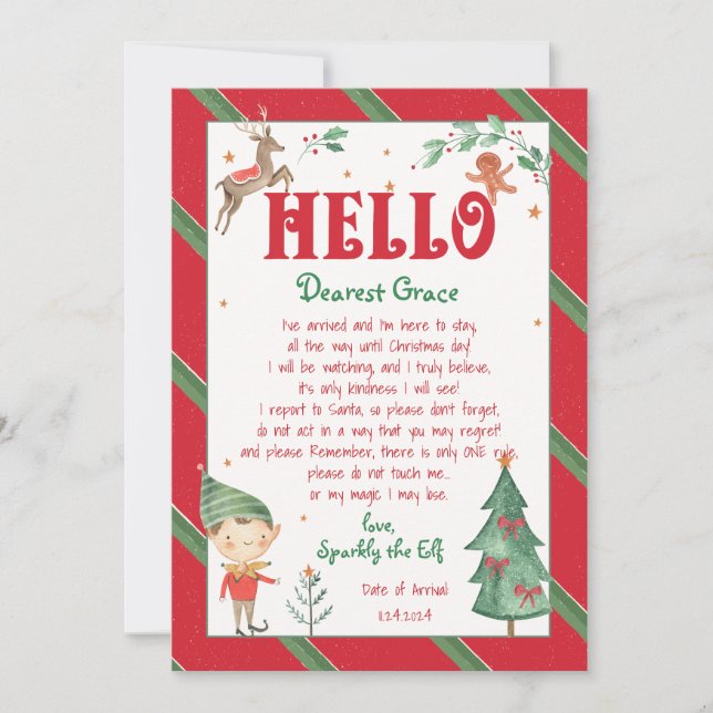 Hej Elf jul Magic Elf Printable Inbjudningar (Framsida)
