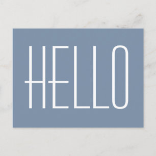Hej Enkel Minimalistisk Typografi Hälsning Blå Vykort