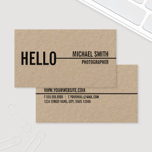 "Hej" enkel Modern Minimalist Kraft Papper Visitkort