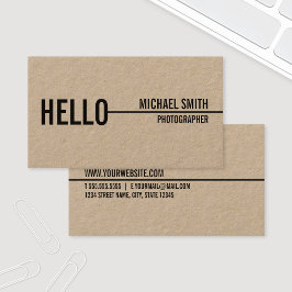 "Hej" enkel Modern Minimalist Kraft Papper Visitkort