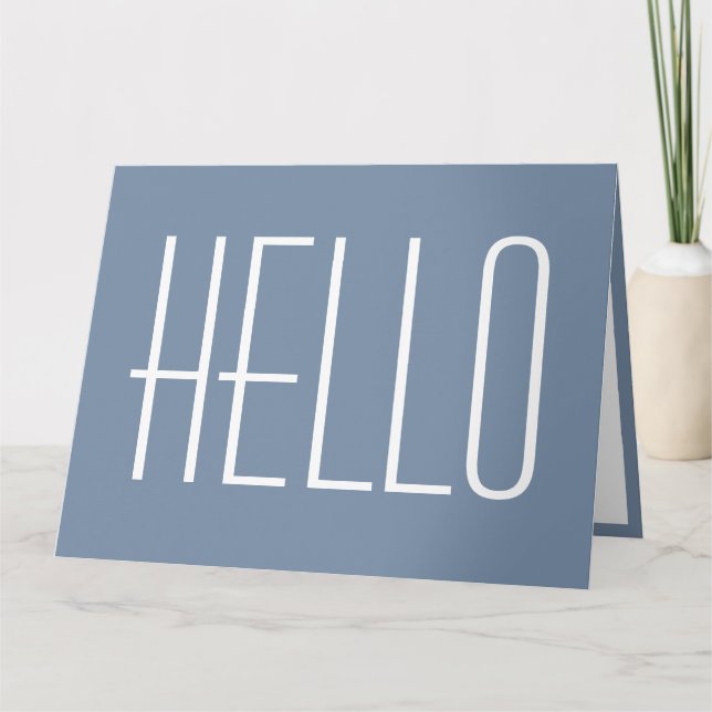 Hej Enkel typografi Minimalistisk Blå & Vit Kort (Framsida)