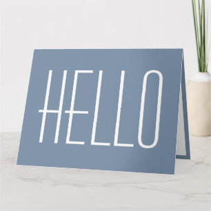 Hej Enkel typografi Minimalistisk Blå & Vit Kort