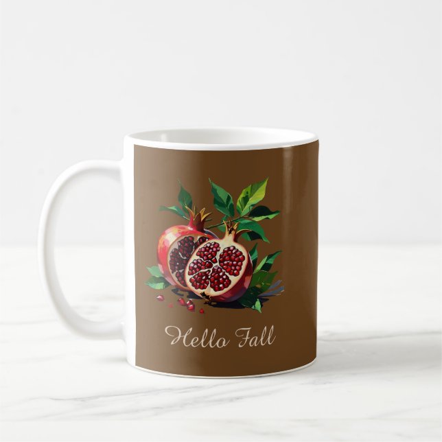 Hej Fall Anpassningsbar Text Höstfruktdesign - Mug Kaffemugg (Vänster)