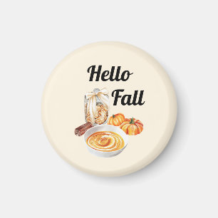 Hej Fall Autumn Decor med pumpor och kanel Magnet