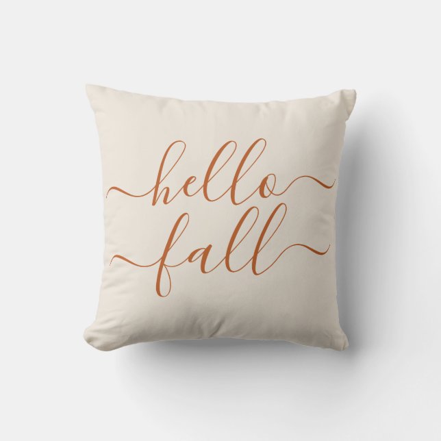Hej Fall Autumn Modern Cream Terracotta Kudde (Framsida)