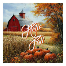 Hej Fall Autumn Thanksgiving Rural Barn Pumpkins