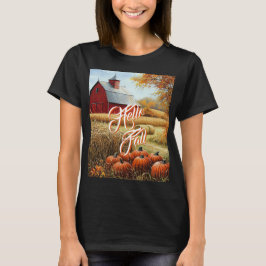 Hej Fall Autumn Thanksgiving Rural Barn Pumpkins T Shirt