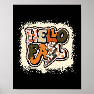 Hej Fall Autumn Vibes Retro Groovy Poster