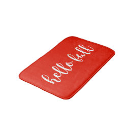 Hej Fall Bright Warm Red Script Typography Badrumsmatta