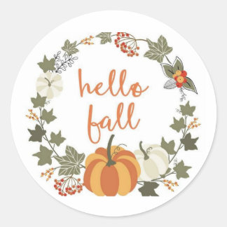Hej Fall Classic Round Stickers Runt Klistermärke