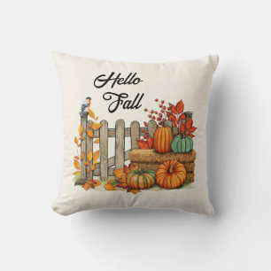Hej Fall Cute Farmhouse Höstdekoration Kudde