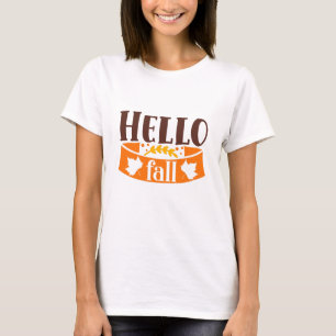 Hej Fall Cute Girly Autumn Typography Quote T Shirt