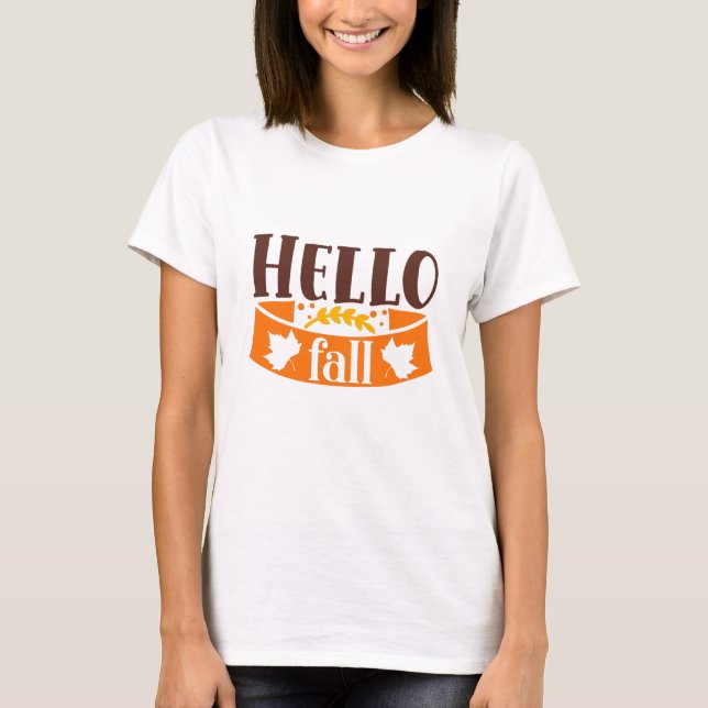 Hej Fall Cute Girly Autumn Typography Quote T Shirt (Framsida)