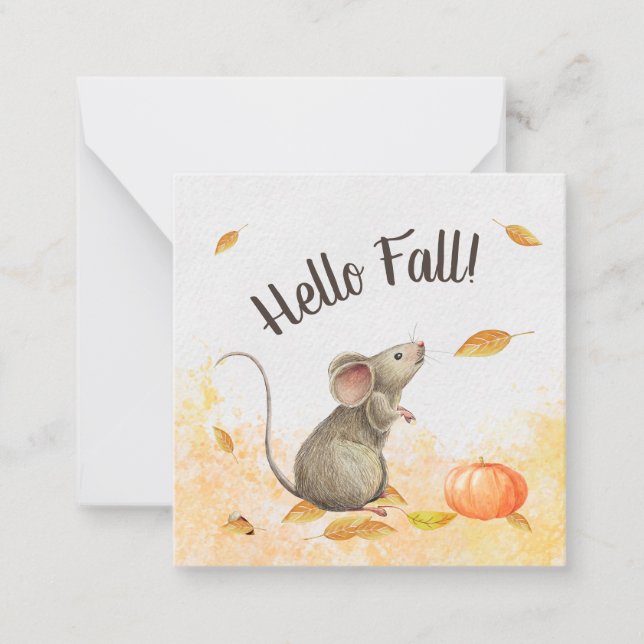 Hej Fall Cute Mouse Pop by Anteckningskort (Framsida)