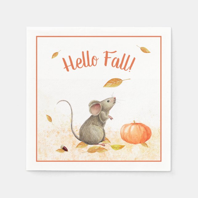 Hej Fall Cute Mouse-Thanksgiving Pappersservett (Framsidan)