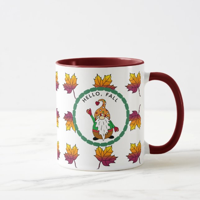 Hej Fall, Cute Tecknad Autumn Gnome Mugg (Höger)