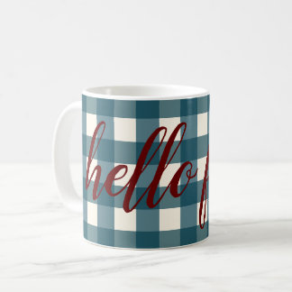 Hej Fall Elegant Red Navy Blue Organic  Kaffemugg