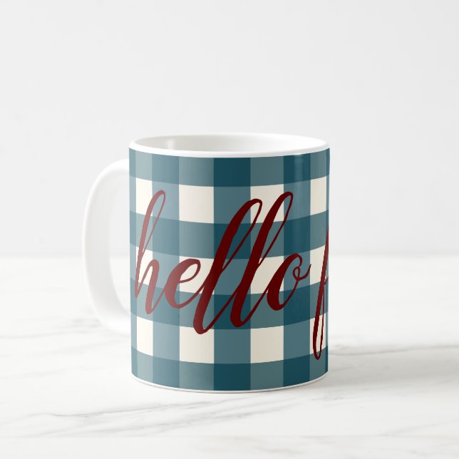 Hej Fall Elegant Red Navy Blue Organic  Kaffemugg (Framsida vänster)