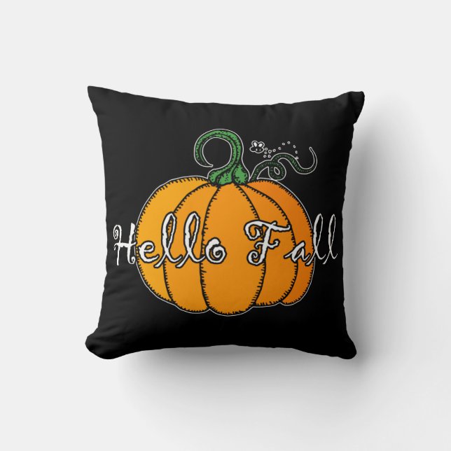 Hej Fall Fall Pumpkin Hellow Pumpkin Kudde (Framsida)