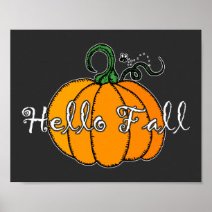 Hej Fall Fall Pumpkin Hellow Pumpkin Poster