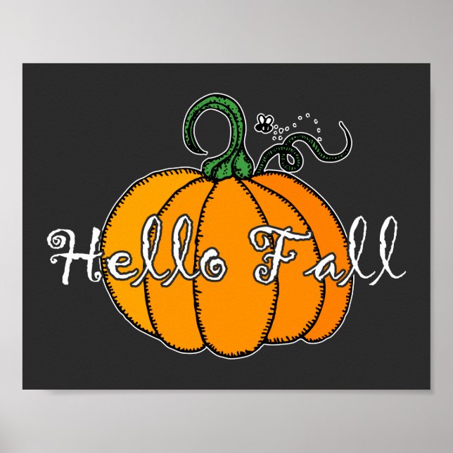Hej Fall Fall Pumpkin Hellow Pumpkin Poster (Framsidan)
