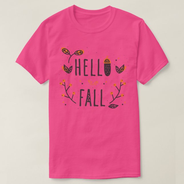 Hej Fall Falling Höst löv Cute Botanic Foli T Shirt (Design framsida)