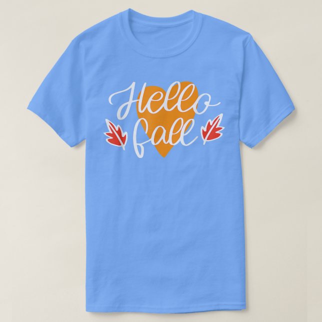 Hej Fall Falling Höst löv Cute Botanic Foli T Shirt (Design framsida)