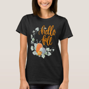 Hej Fall, färg löv hösten, Pumpkins och Fal T Shirt