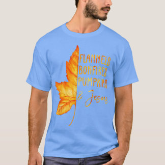 Hej Fall Flannels Bonfire Pumpkins och Jesus T Shirt