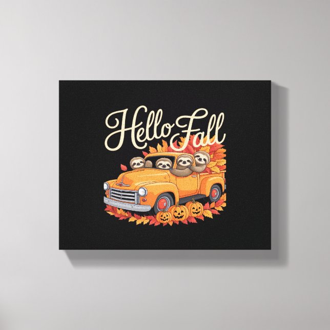 Hej Fall Funny Sloth Halloween pumkin Classic T- T Canvastryck (Framsida)