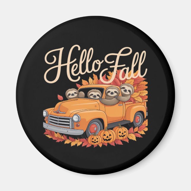 Hej Fall Funny Sloth Halloween pumkin Classic T- T Magnet (Framsidan)
